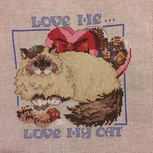 Cat Love Cross Stitch Art